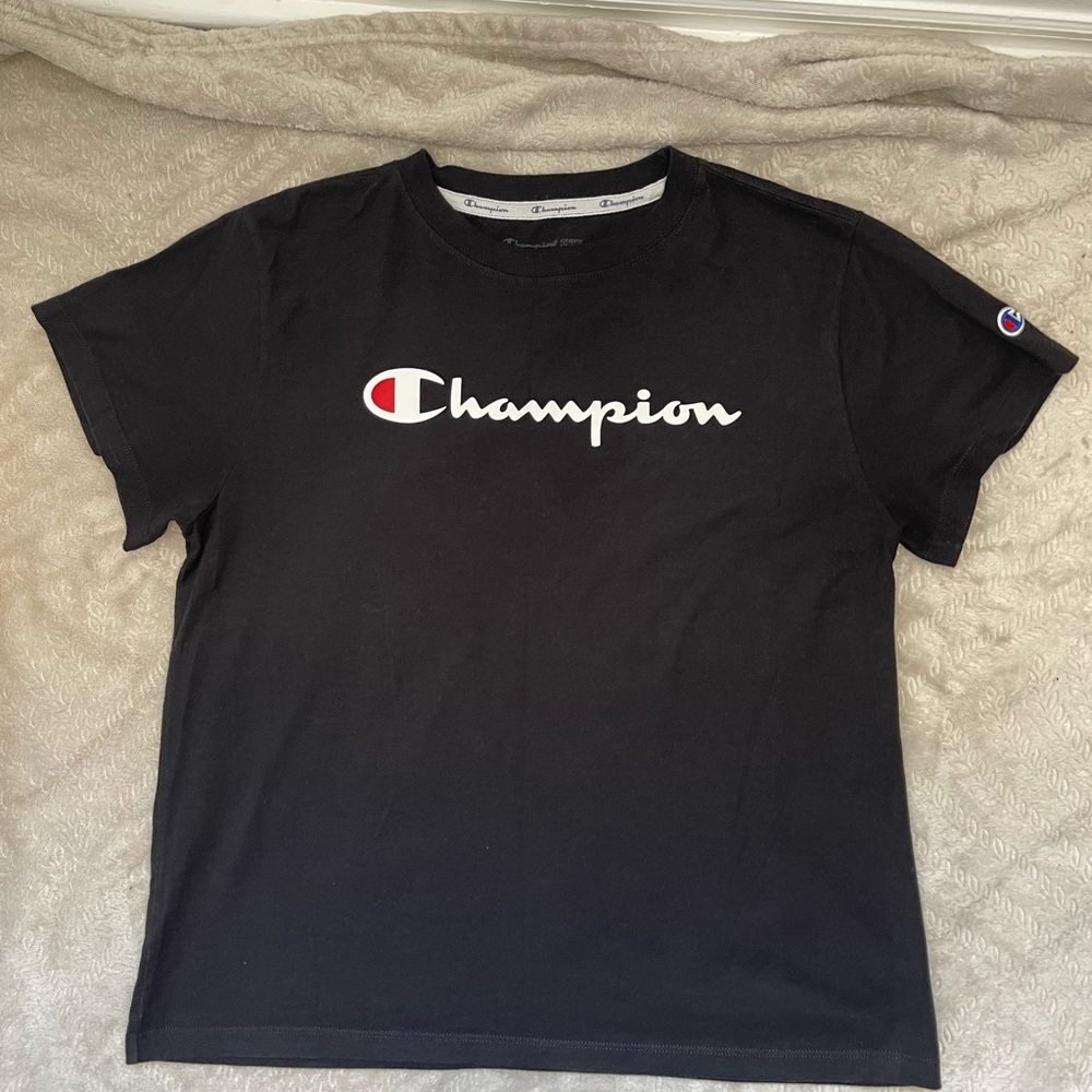 Champion Women’s Tee in Black with Red and White‎ Logo